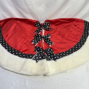 48" Red‎ White Black Polka Dot Christmas Tree Skirt